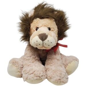 Hugfun Stuffed Animal Jungle Lion Red Bow Plush Toy
